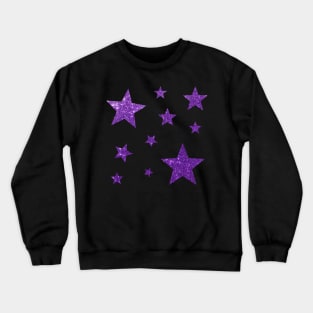 Purple Faux Glitter Stars Crewneck Sweatshirt